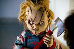 Chucky with one of his weapons - an axe