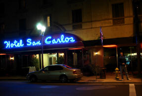 Hotel San Carlos at night