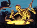 Skeleton stirring cauldron